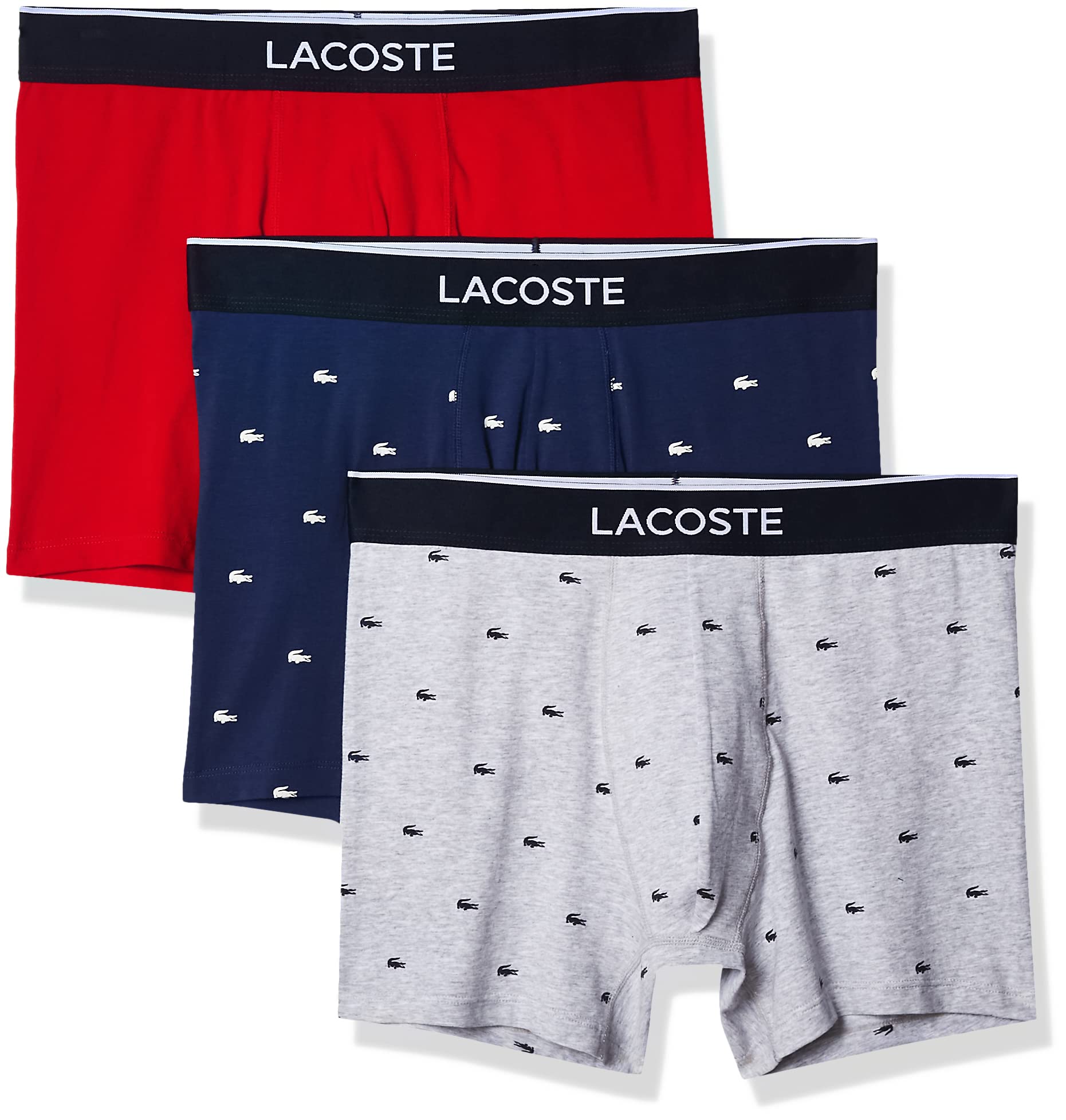 Calzoncillos Tipo Bóxer Lacoste De Algodón Elástico Con Estampado De Minicocodrilo, Paquete De 3 - Venta Internacional