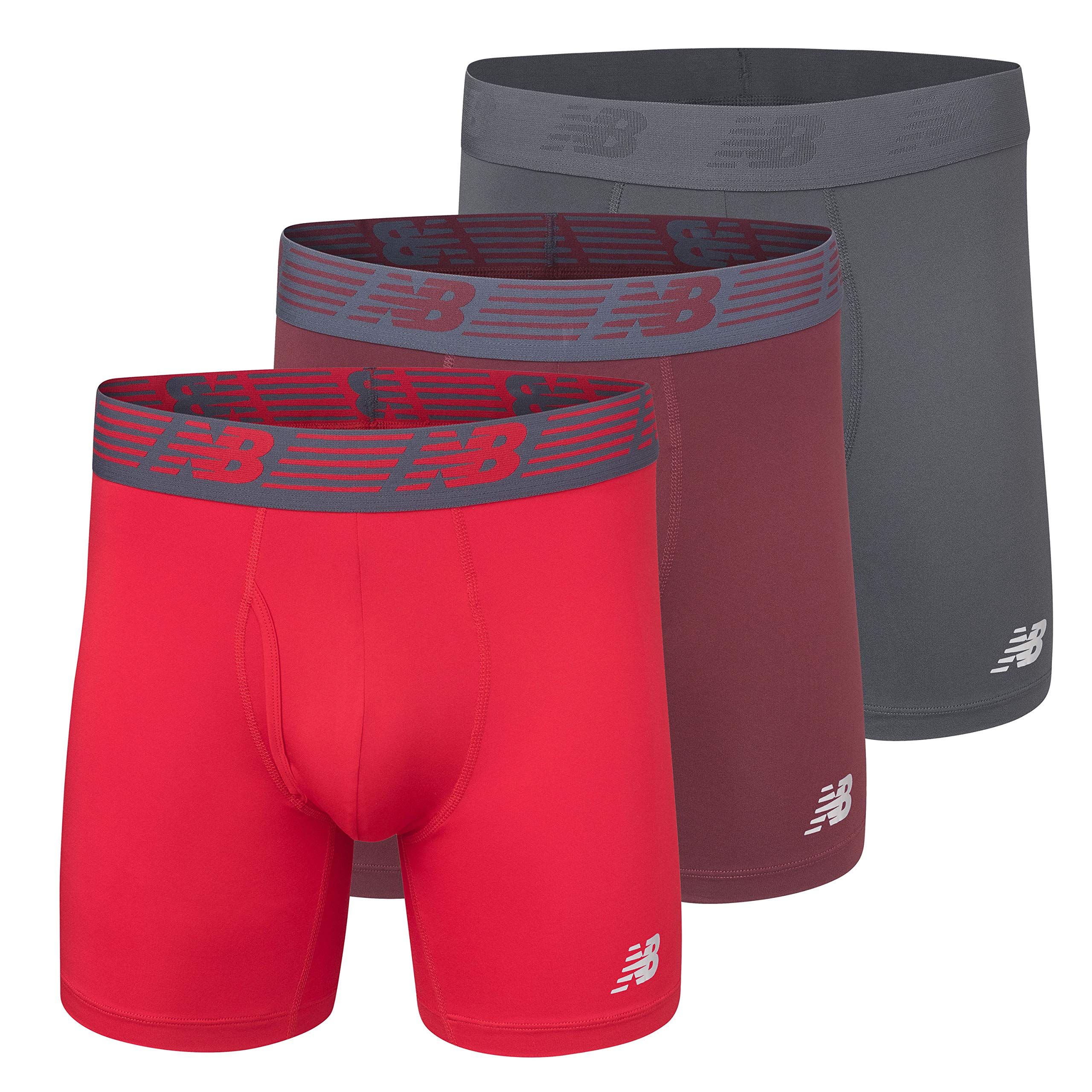 Calzoncillo Bóxer New Balance 6 Para Hombre, Paquete De 3 Unidades, Color Burgandio/rojo/negro Xl - Venta Internacional