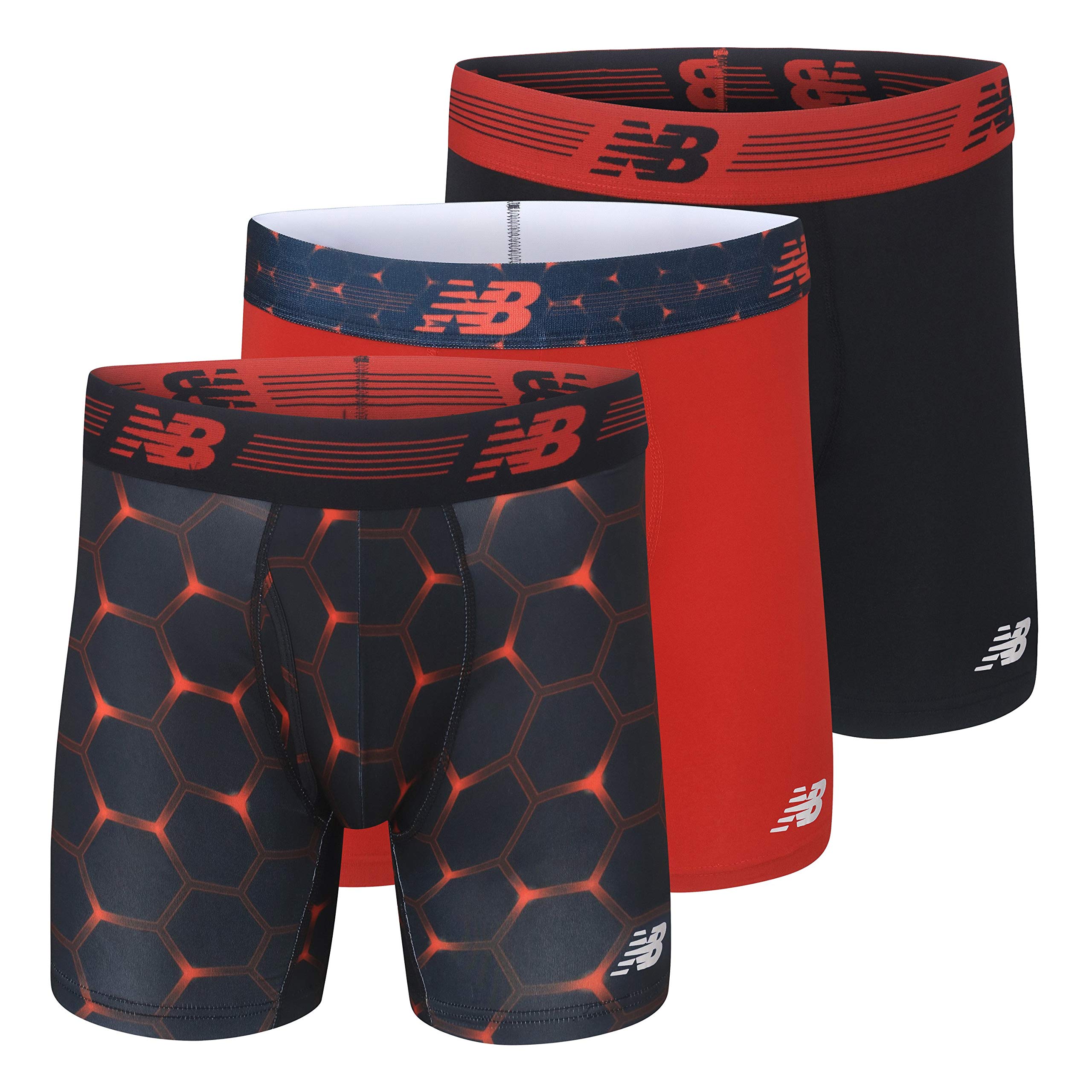 Foto 2 pulgar | Calzoncillos Bóxer New Balance Para Hombre, Paquete De 6 Unidades, Color Rojo Y Negro, Talla M - Venta Internacional.