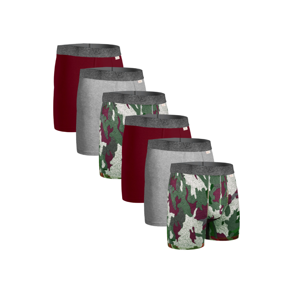 Boxer Zaga Largo 6 Pack Camuflaje Vino