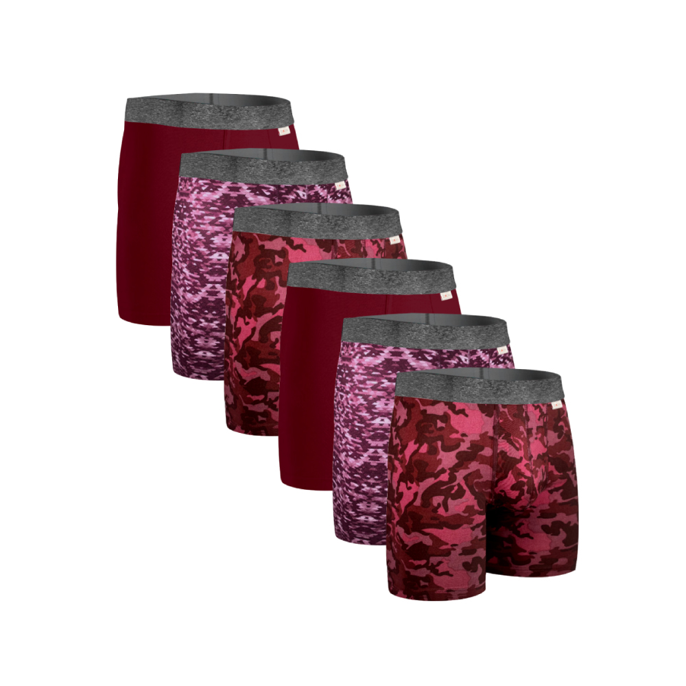 Boxer Zaga Largo  6 Pack Rombos Vino