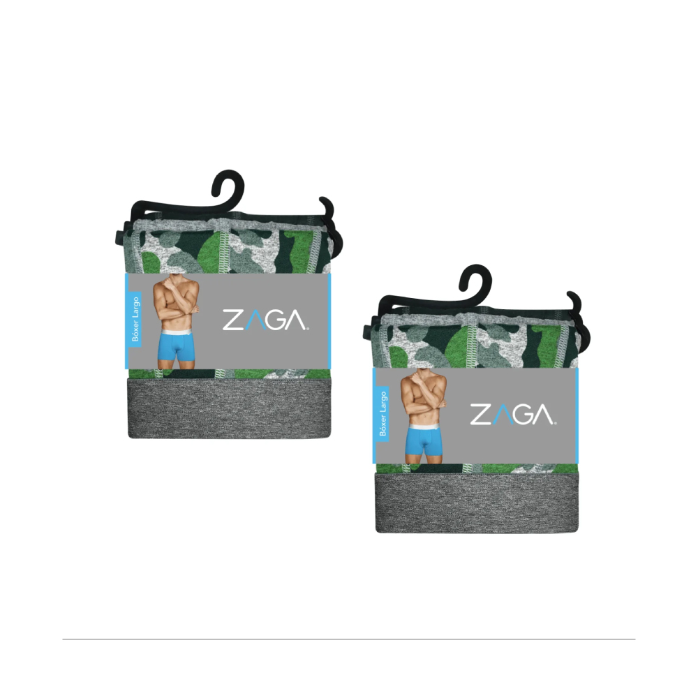 Foto 2 pulgar | Boxer Zaga Largo 6 Pack Camuflaje Verde