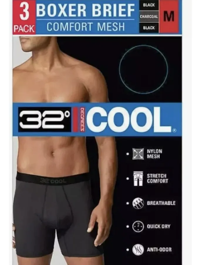 Foto 2 pulgar | Boxer Deportivo 32 Degrees Pack De 3 Calzonzillo De Malla Cómodos Para Hombre