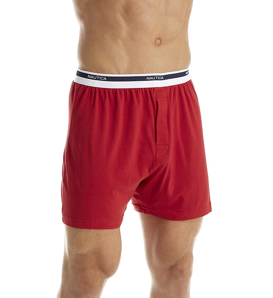 Foto 2 pulgar | Boxer Nautica Classic De Punto Holgado De Algodón Para Hombre Rojo - Xl - Venta Internacional.
