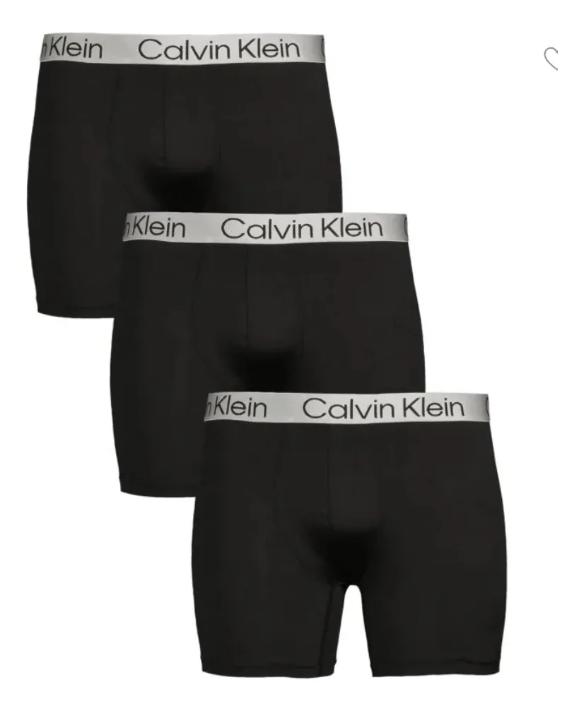 Calvin Klein Boxer Briefs Pack De 3 Para Hombre, Color Todo Negro, Súper Cómodos Y Elásticos