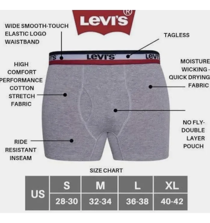 Foto 5 pulgar | Levis Pack De 6 Boxer Briefs Para Hombre, Versátiles Y Cómodos
