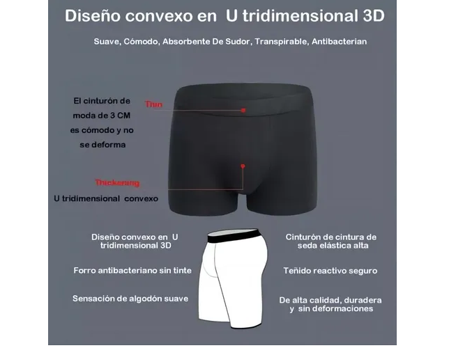 Foto 5 | Bóxer Corto Xtellar Negro para Hombre 4 Piezas