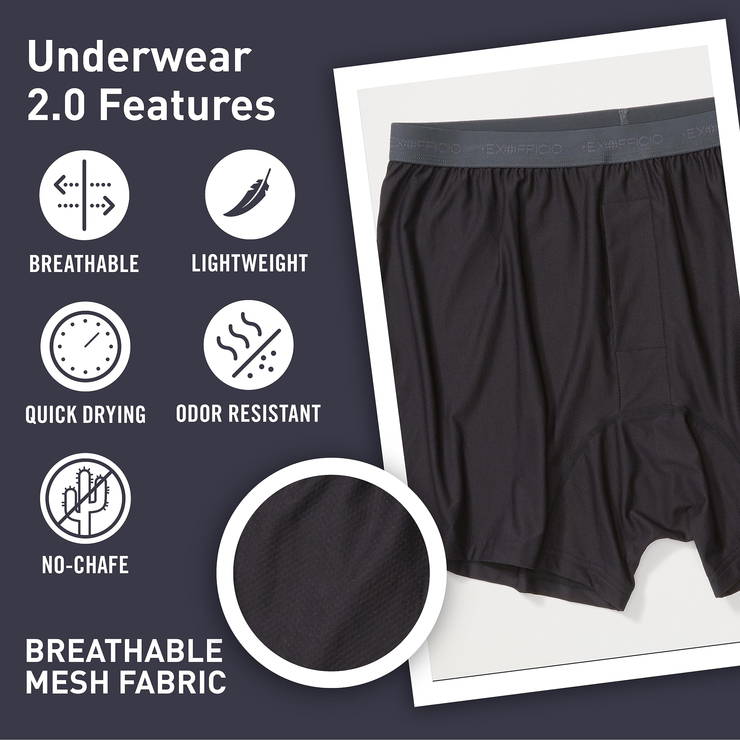 Foto 4 pulgar | Boxer Exofficio Give-n-go 2.0 Para Hombre Negro Xl (paquete De 2) - Venta Internacional.
