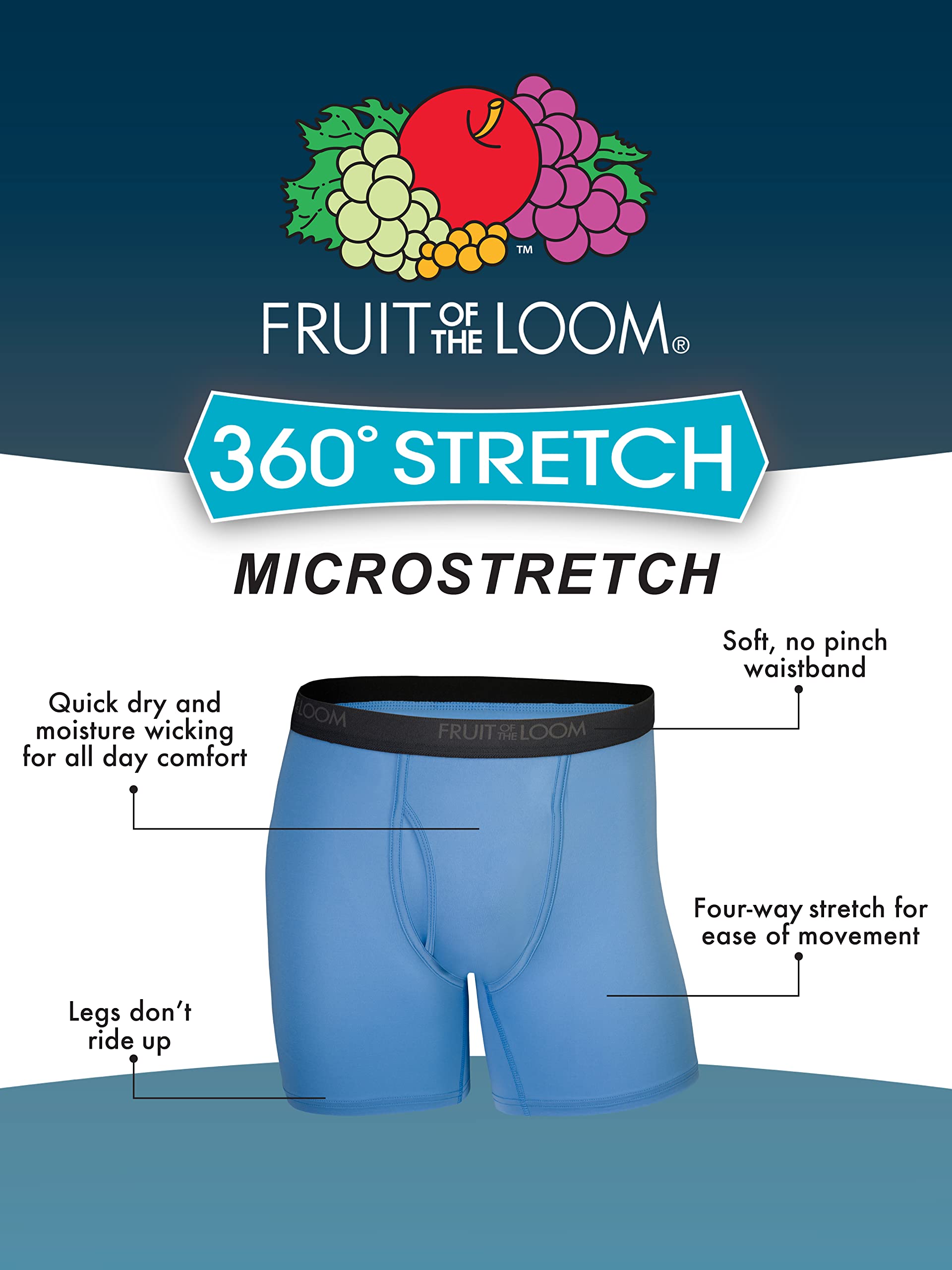 Foto 2 | Calzoncillos Tipo Bóxer Fruit Of The Loom Microelásticos Para Hombre, Talla Xl - Venta Internacional.