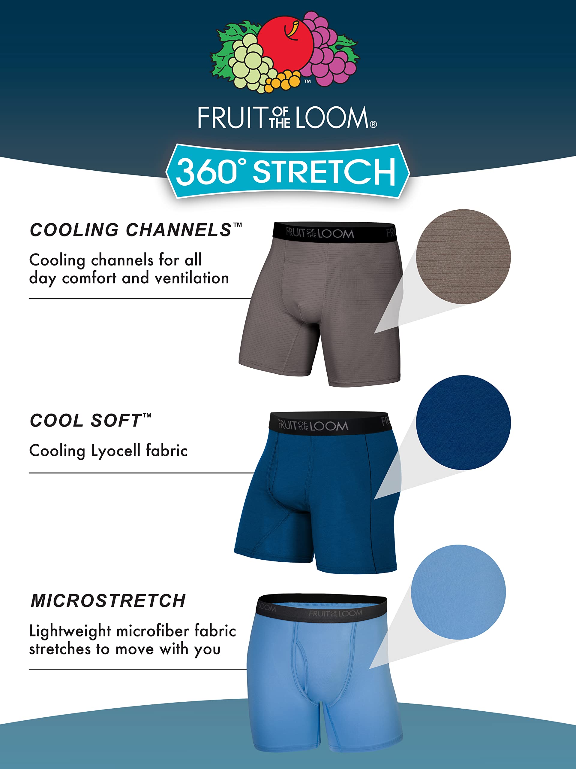 Foto 3 | Calzoncillos Tipo Bóxer Fruit Of The Loom Microelásticos Para Hombre, Talla Xl - Venta Internacional.
