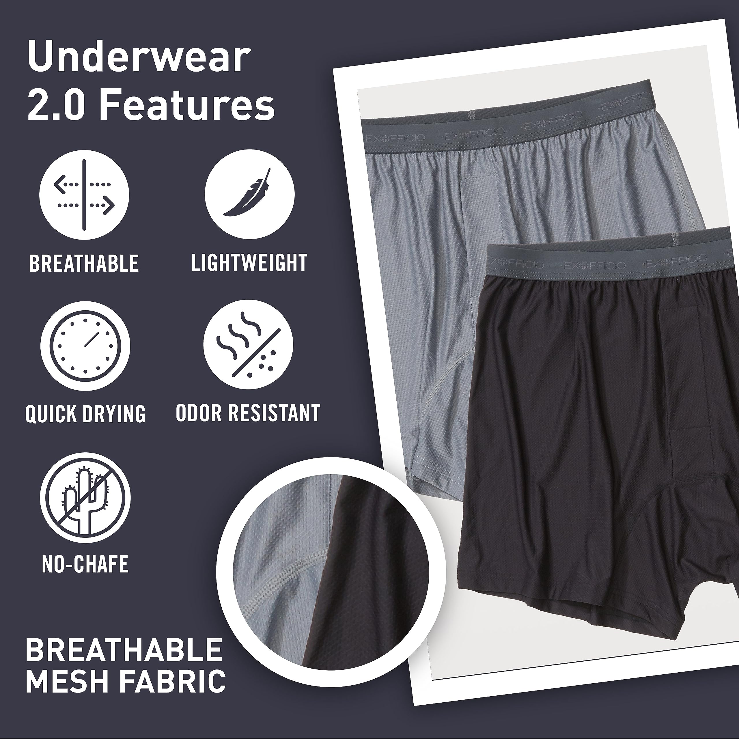 Foto 3 | Boxer Exofficio Give-n-go 2.0 Para Hombre, Acero Óniz/negro Xl - Venta Internacional.