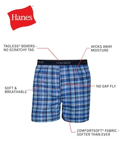 Foto 2 | Boxers Hanes Sin Etiqueta Para Hombre Con Cintura Expuesta Paquete De 6 - Venta Internacional.