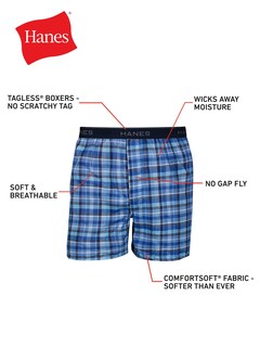 Foto 2 | Boxers Hanes Para Hombre Sin Etiqueta Con Cintura Expuesta Paquete De 6 Unidades Tamaño Mediano - Venta Internacional