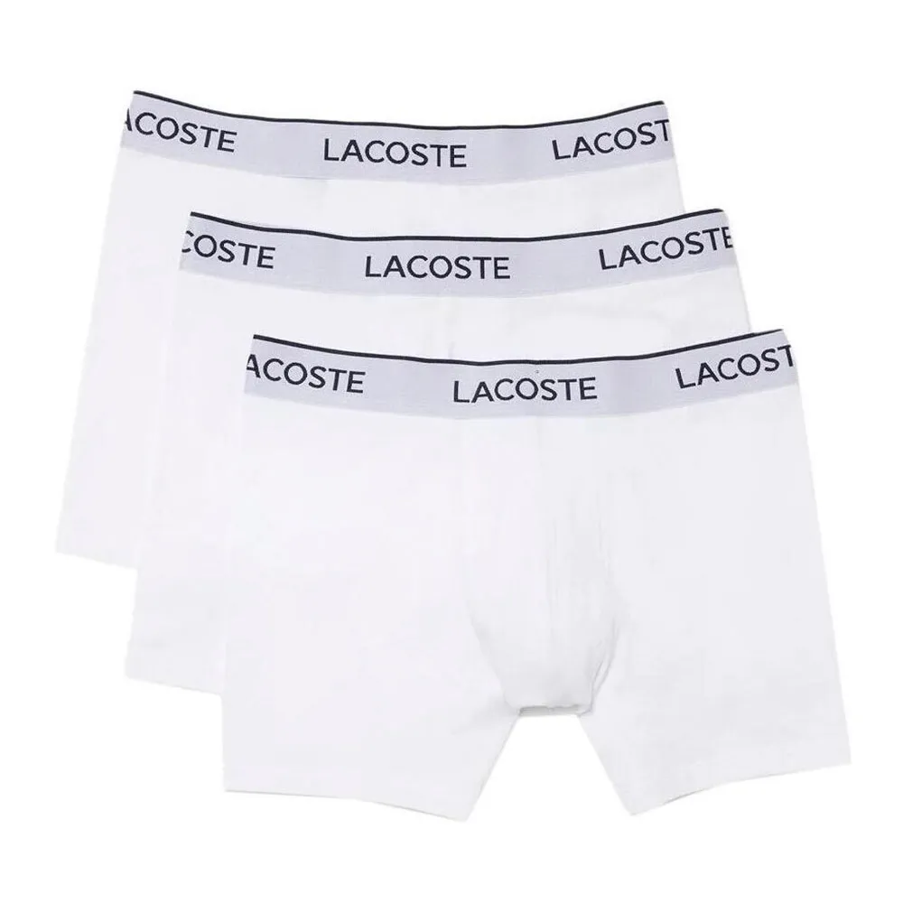 Foto 1 | Boxer Lacoste Brief 3 Pack Color Blanco Algodón Elastico De Hombre - Original
