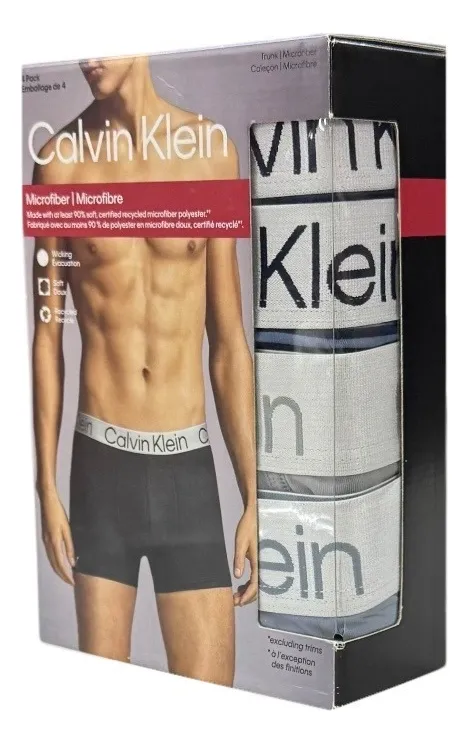 Foto 4 pulgar | Boxer Trunk Calvin Klein Microfibra Suave 4 Pack Np2742 - Original