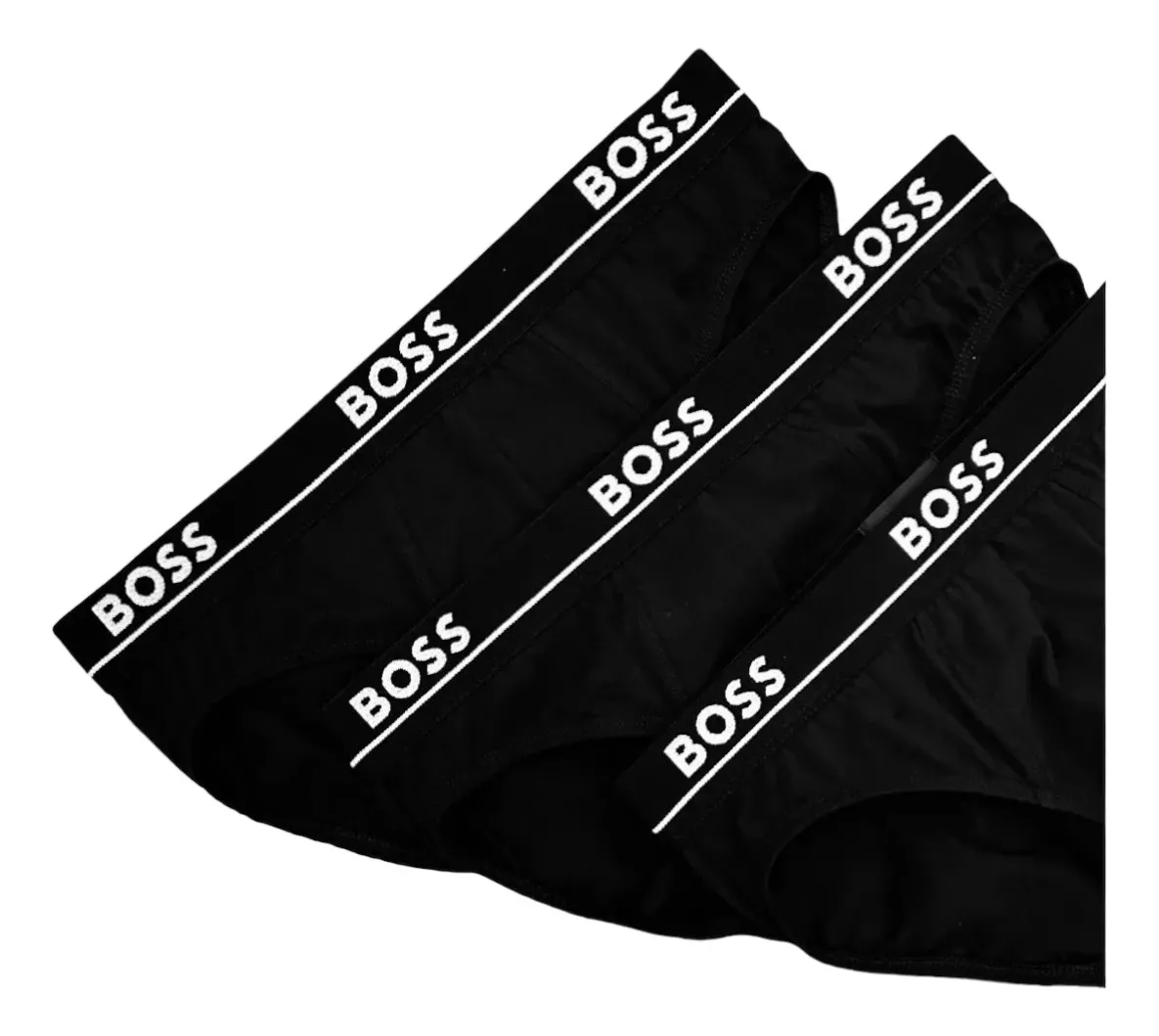 Foto 3 pulgar | Trusa Boss Cotton Stretch Negro Algodón 3 Pack