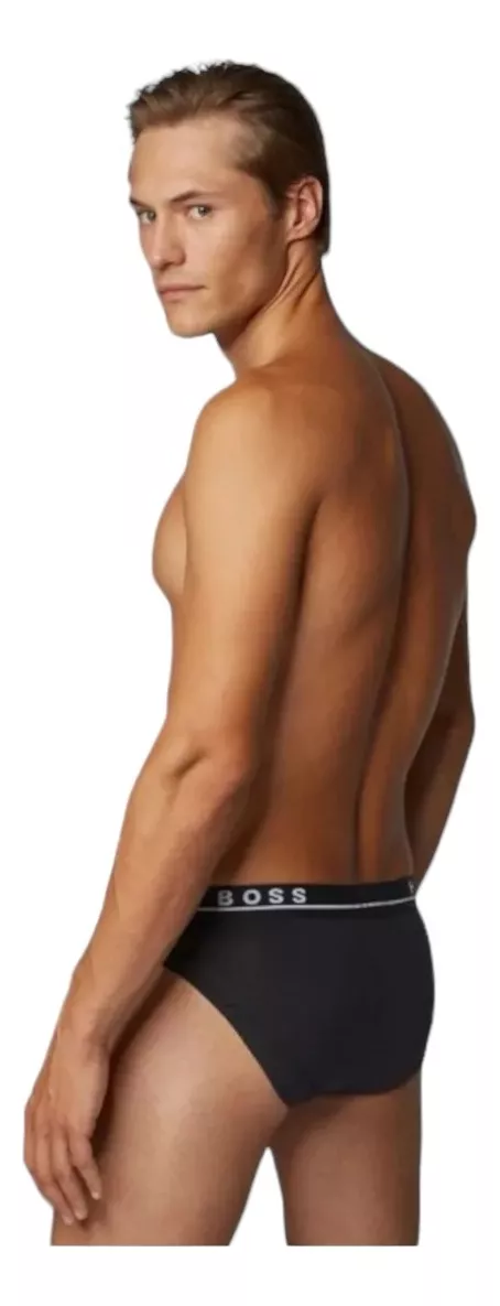 Foto 3 | Trusa Boss Cotton Stretch Negro Algodón 3 Pack