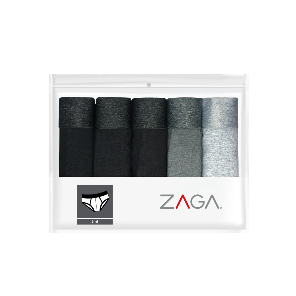 Brief Zaga 5 Pack Negro Gris Jaspe