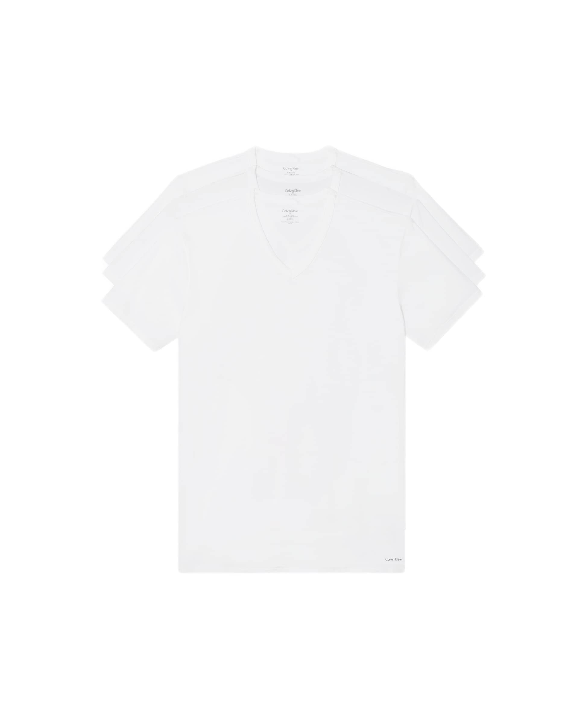 Camiseta Calvin Klein de Algodón Cuello V Blanco 3 Piezas - Venta Internacional