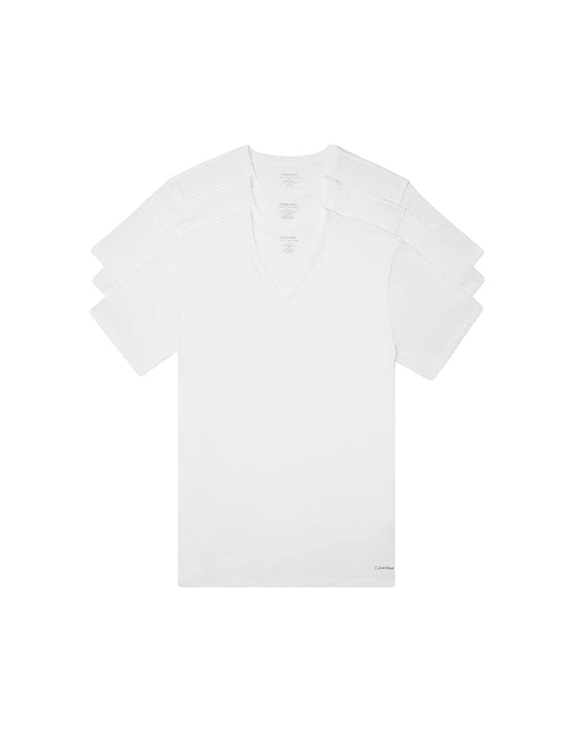 Foto 2 pulgar | Camiseta Calvin Klein Blanca Algodón Cuello en V para Hombre - Venta Internacional