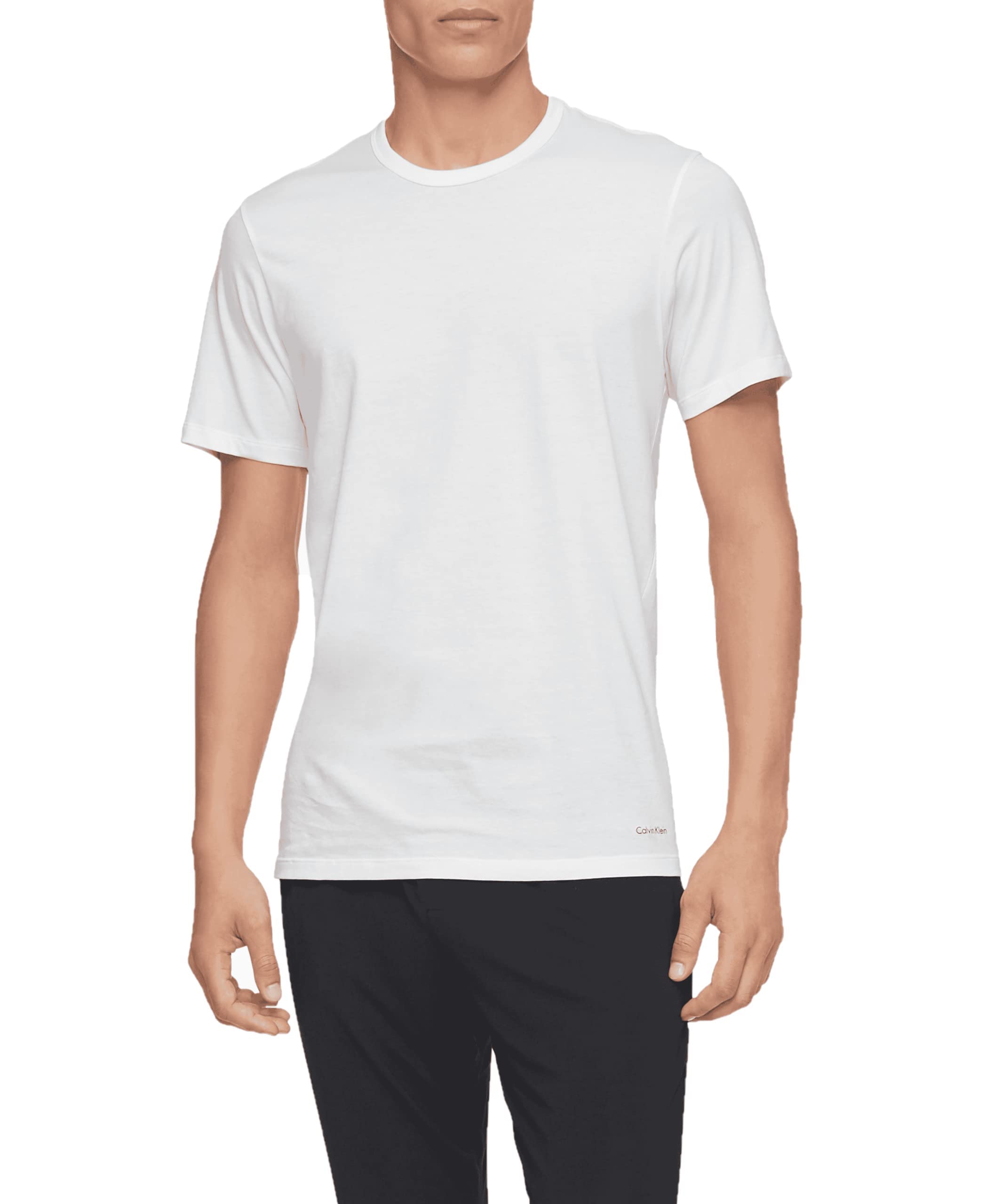 Foto 3 pulgar | Camiseta Calvin Klein Blanca Cotton Slim Fit Cuello Redondo para Hombre - Venta Internacional