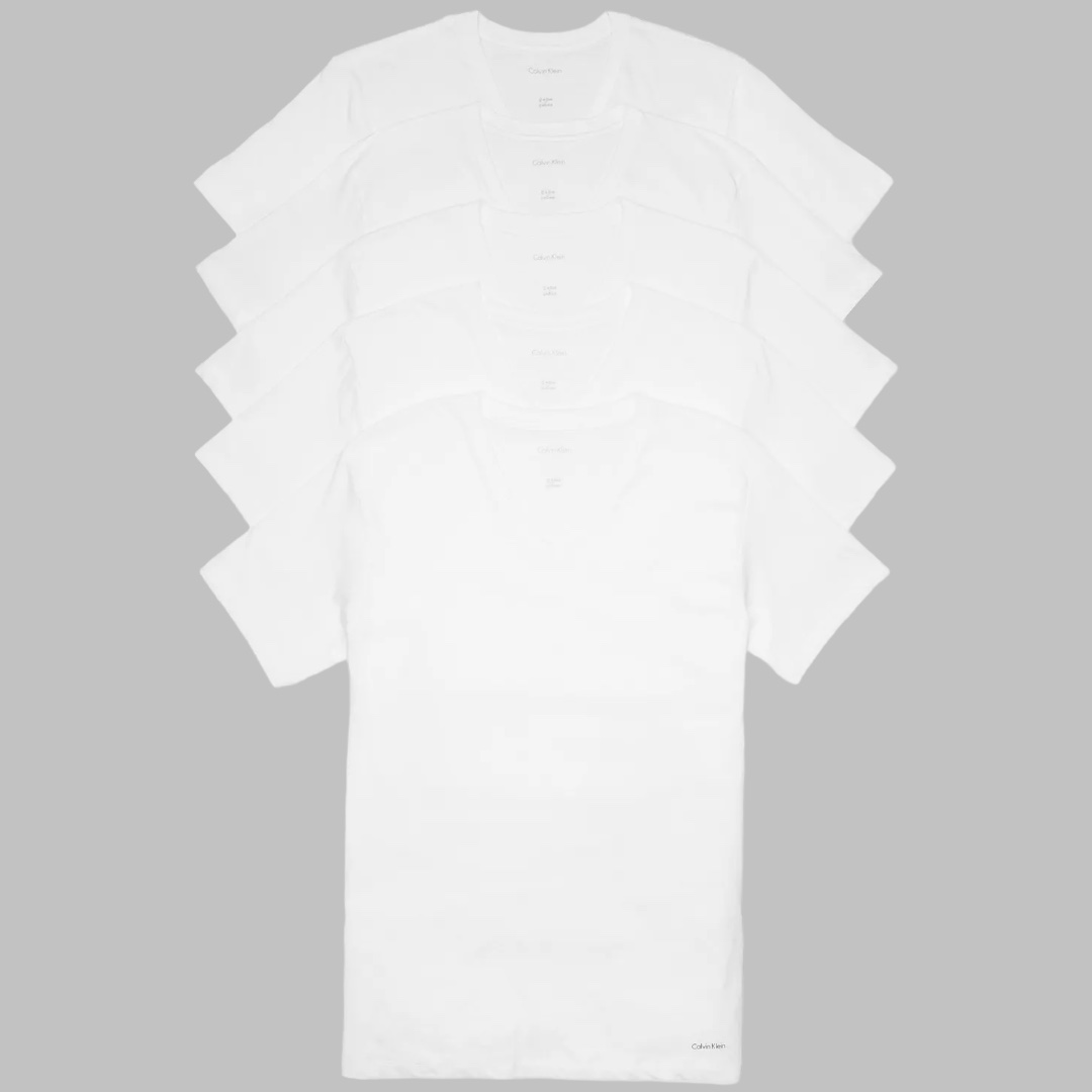 Pack 5 Camisetas Calvin Klein De Algodon Para Hombre Cuello V