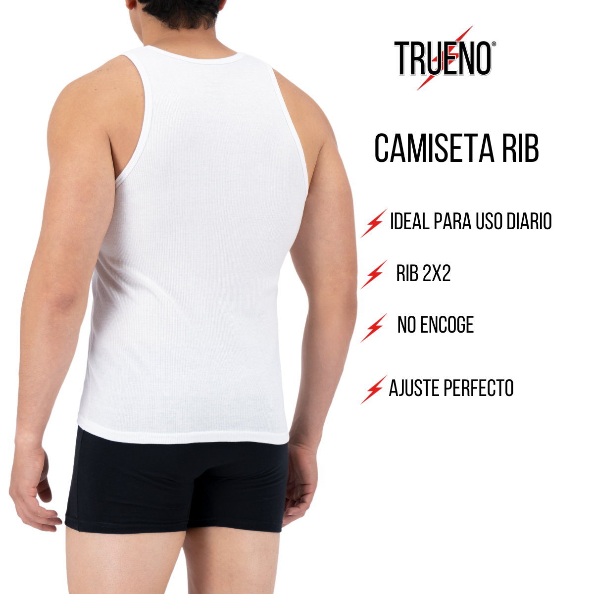 Foto 3 pulgar | Camiseta Acanalada Rib 2x2 Trueno Caballero Ropa Interior Para Hombre 2 Piezas