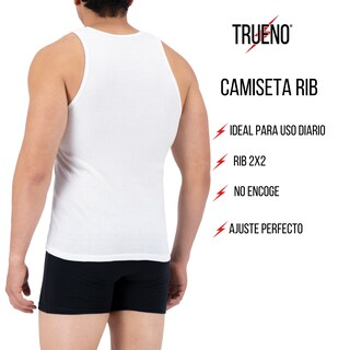 Foto 2 | Camiseta Acanalada Rib 2x2 Trueno Caballero Ropa Interior Para Hombre 2 Piezas