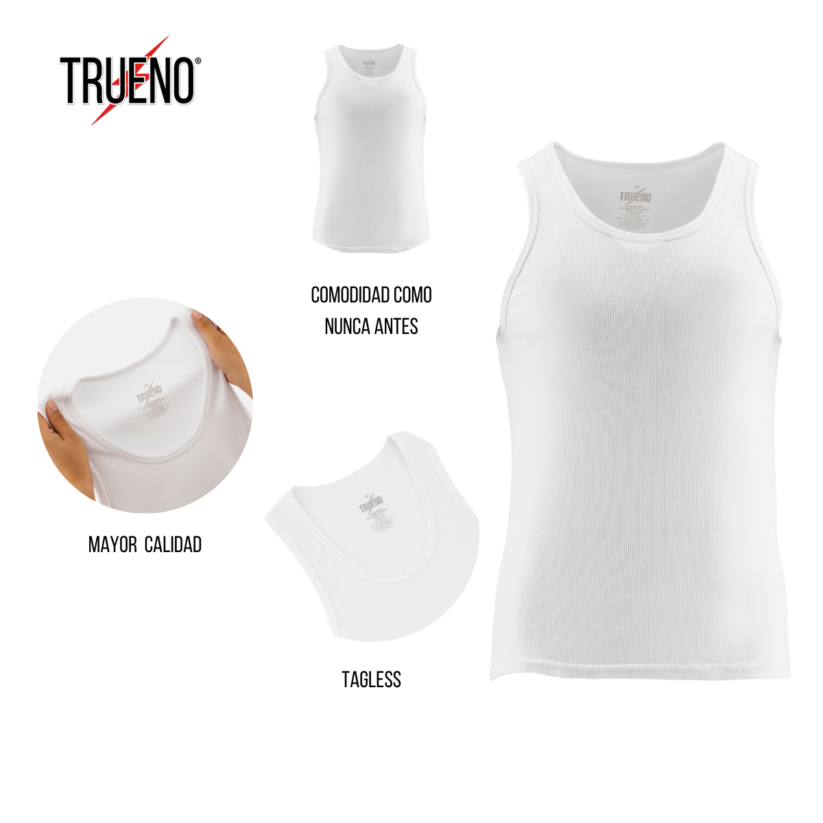 Foto 4 pulgar | Camiseta Acanalada Rib 2x2 Trueno Caballero Ropa Interior Para Hombre 2 Piezas