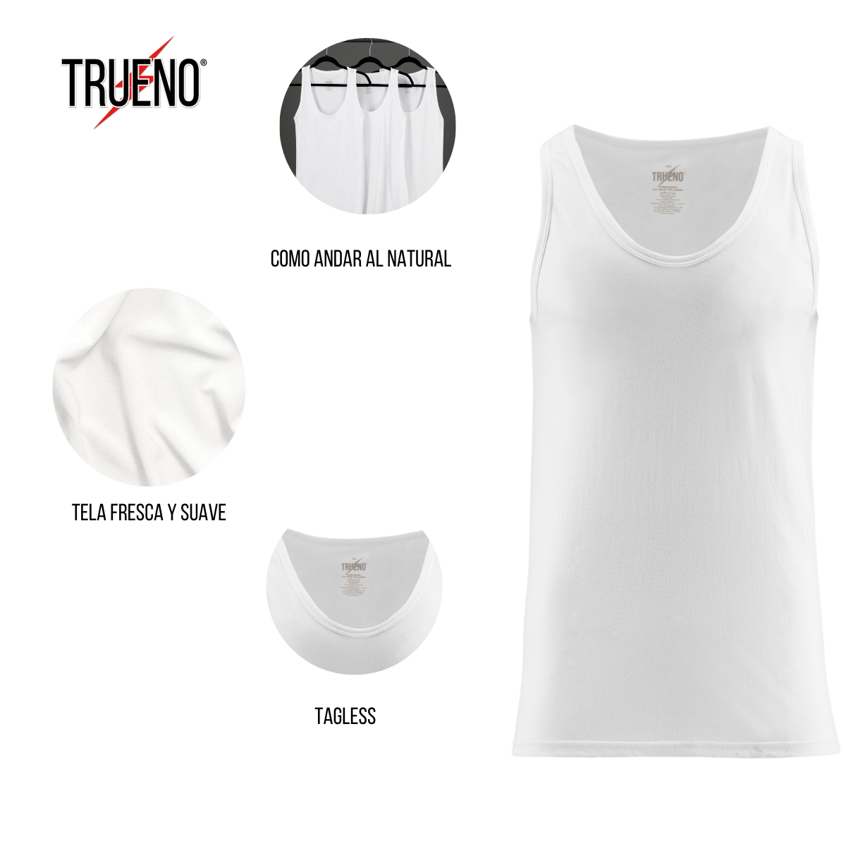 Foto 4 pulgar | Camiseta Trueno Caballero Ropa Interior Para Hombre 3 Piezas