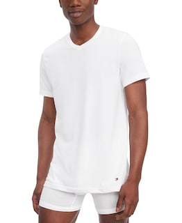 Foto 2 | Camiseta Tommy Hilfiger De Algodón Con Cuello En V Para Hombre, Paquete De 3 Unidades, Color Blanco - Venta Internaci