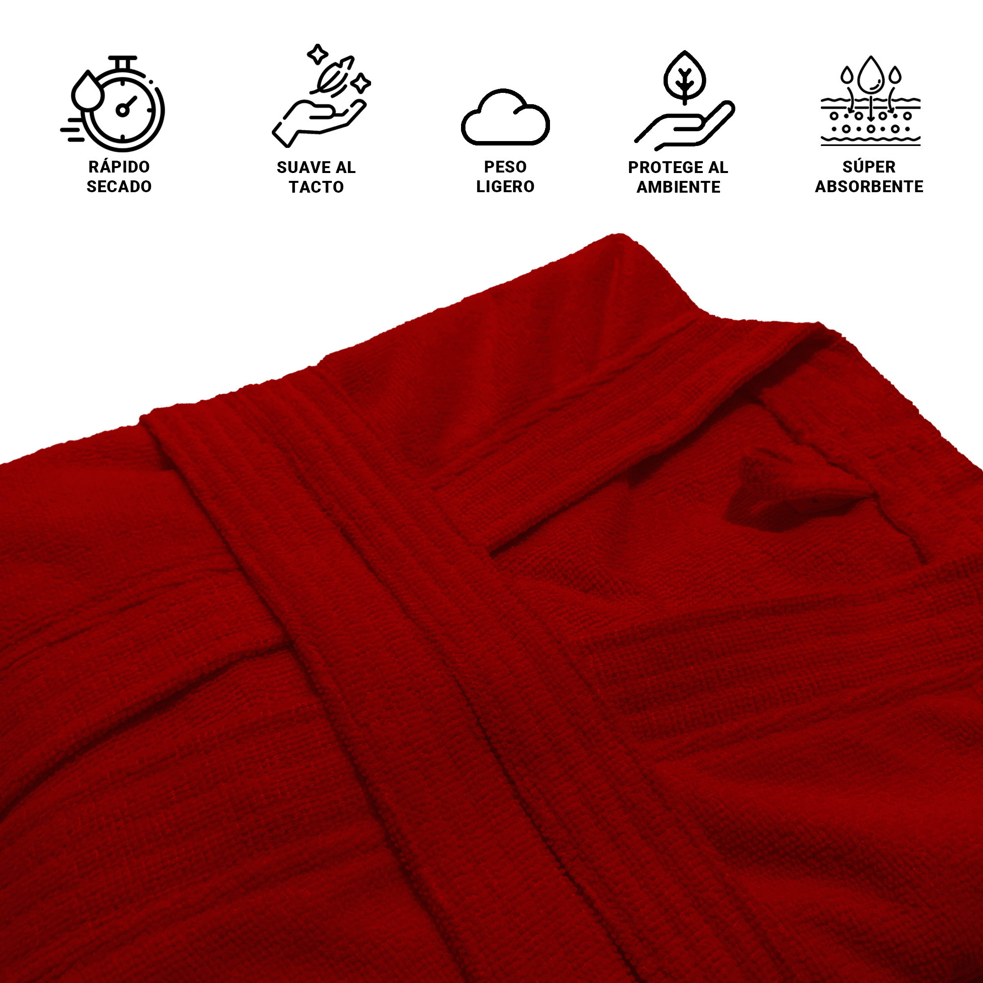 Foto 4 pulgar | Bata de Microfibra TCL Comfort Luxe Rojo Unisex