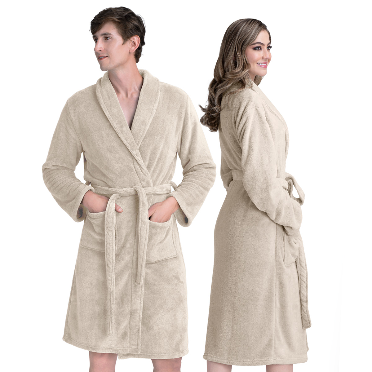 Foto 2 pulgar | Bata De Baño Unisex Unitalla Real Textil Beige Absorbente
