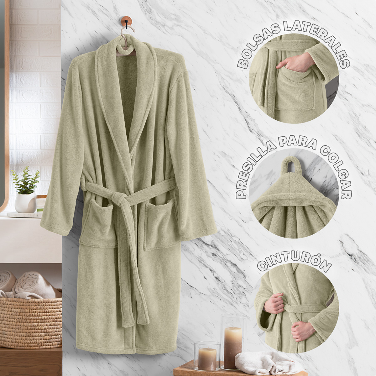 Foto 4 pulgar | Bata De Baño Unisex Unitalla Real Textil Verde Absorbente