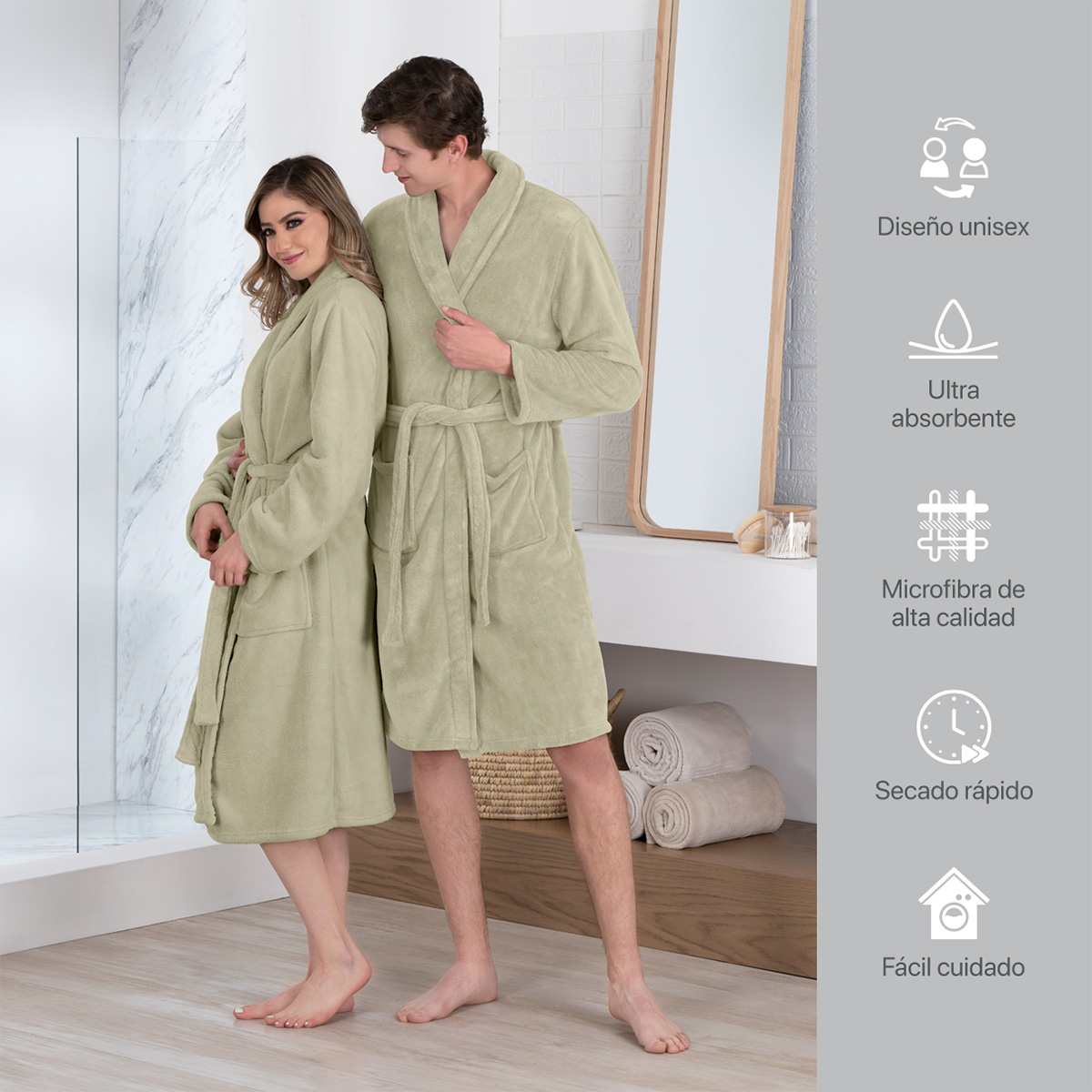Foto 6 pulgar | Bata De Baño Unisex Unitalla Real Textil Verde Absorbente