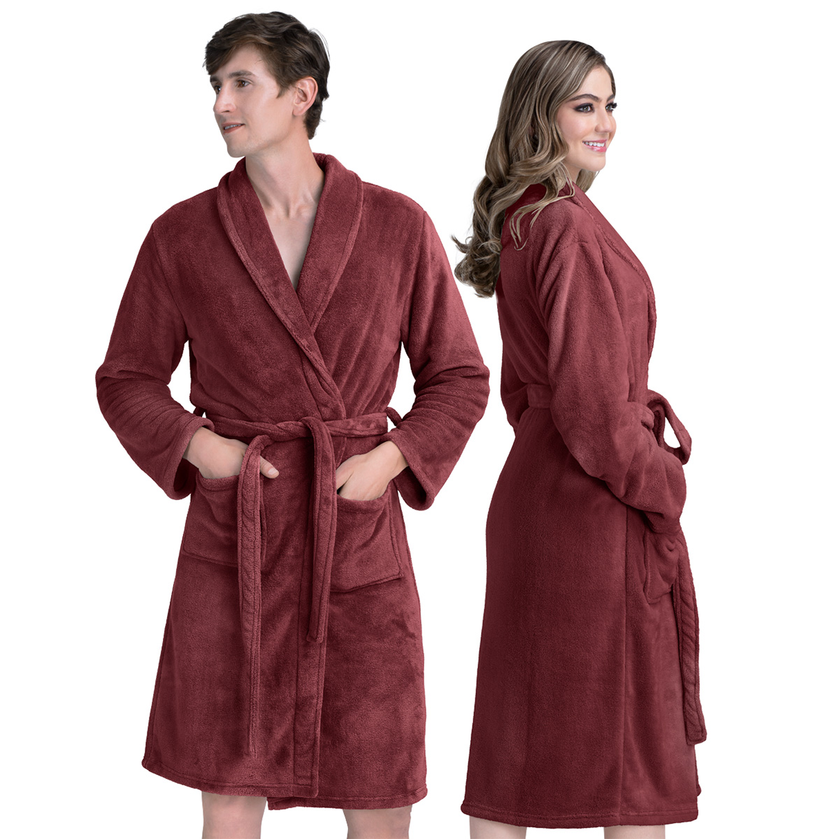 Foto 2 pulgar | Bata De Baño Unisex Unitalla Real Textil Vino Absorbente