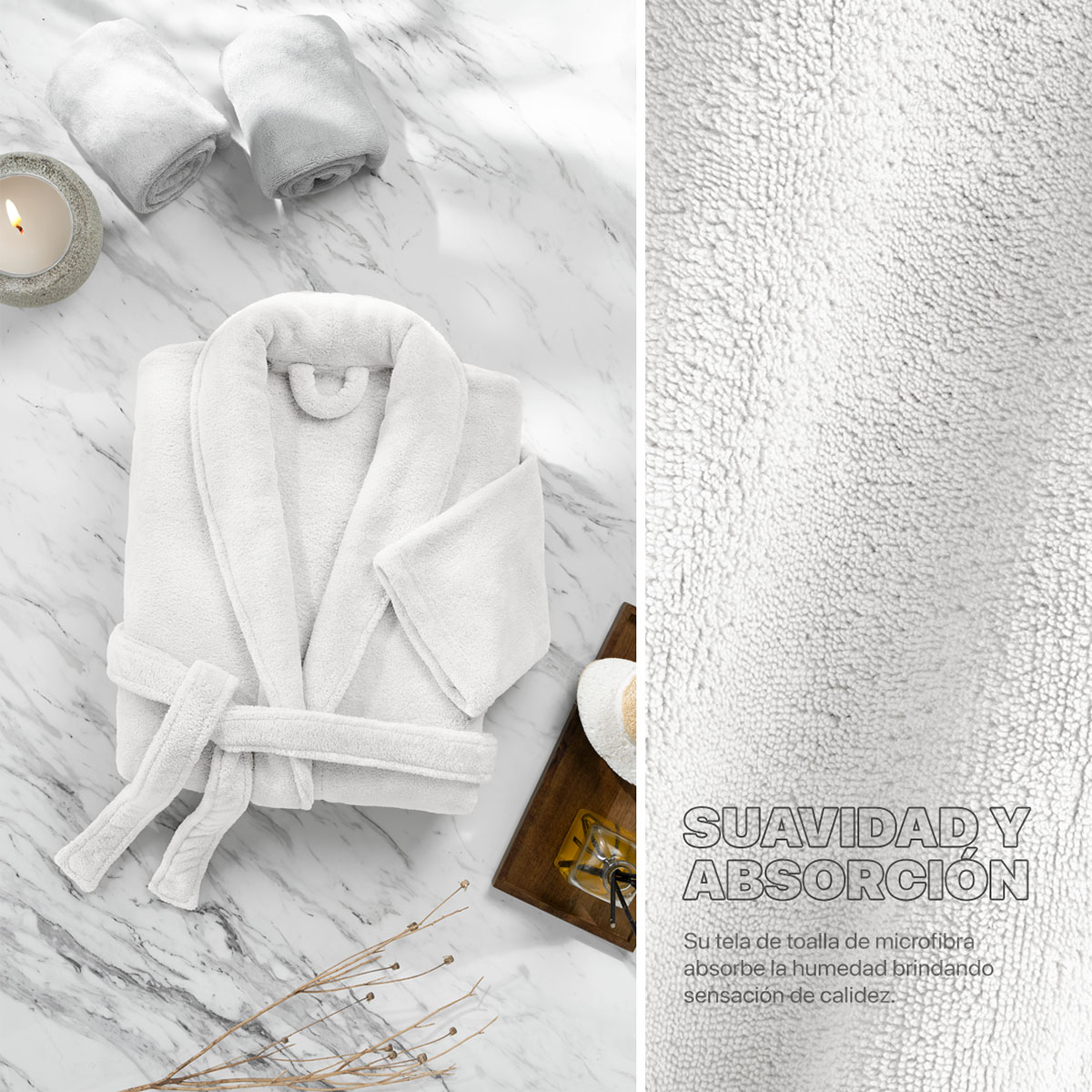 Foto 3 pulgar | Bata De Baño Unisex Unitalla Real Textil Blanco Absorbente