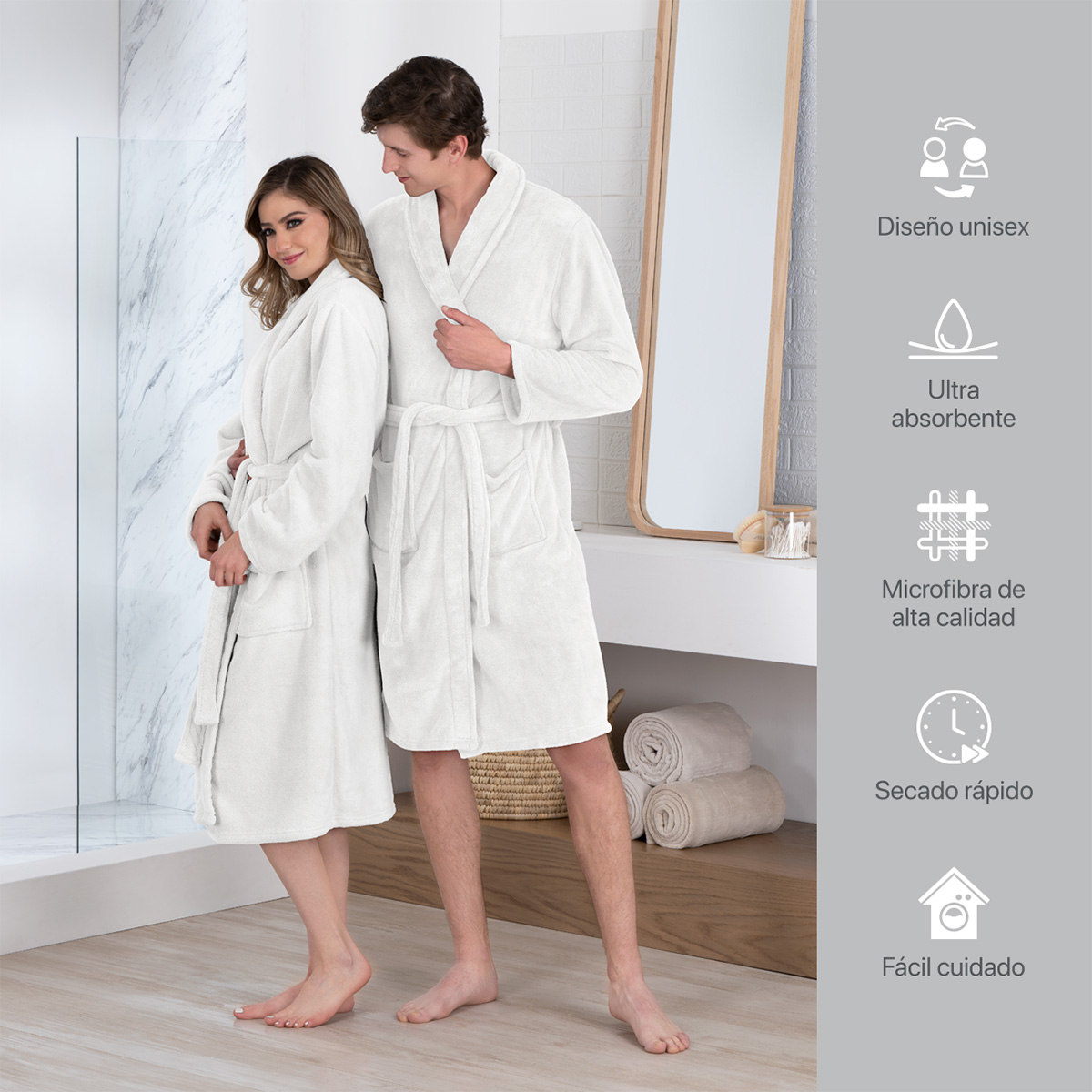Foto 6 pulgar | Bata De Baño Unisex Unitalla Real Textil Blanco Absorbente