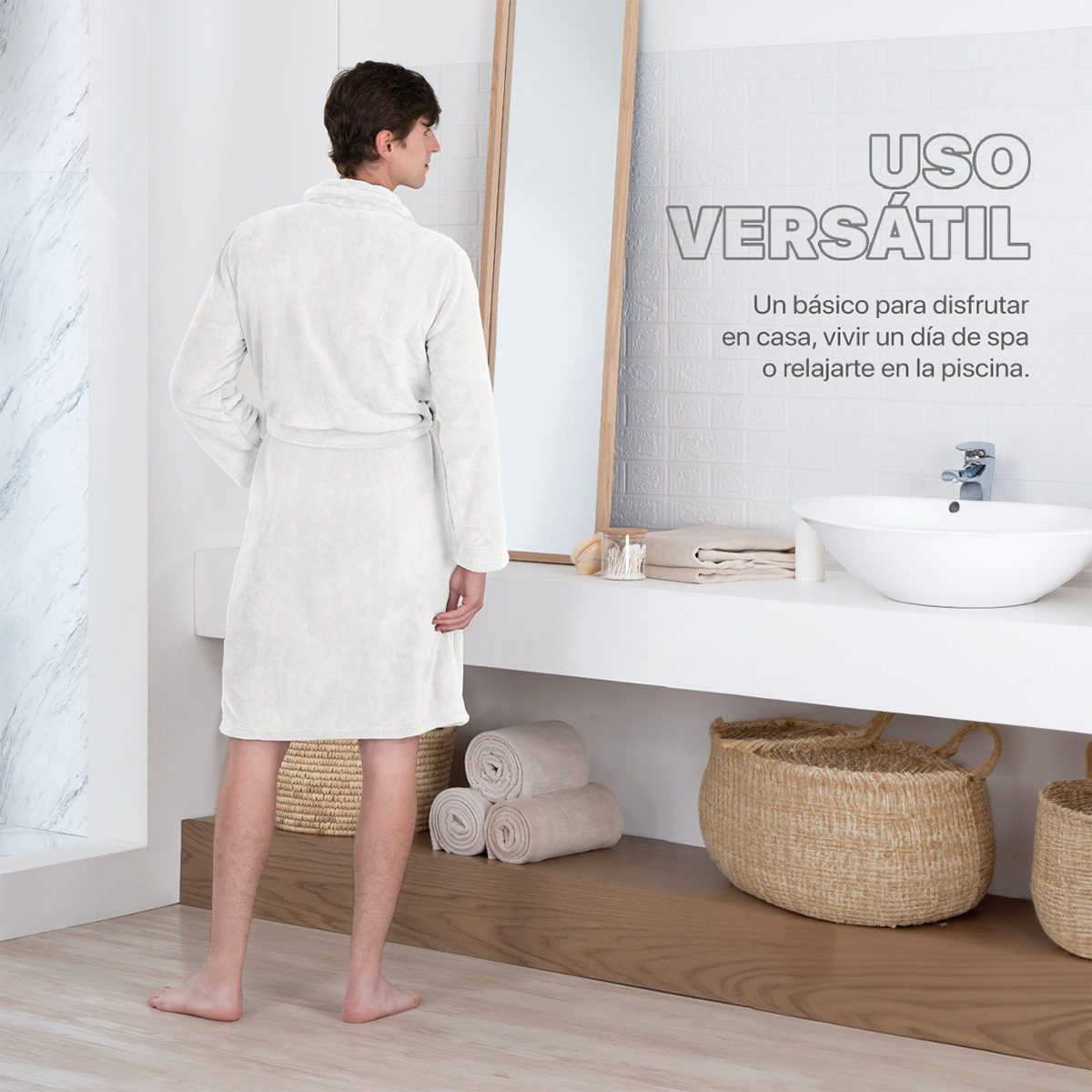 Foto 7 pulgar | Bata De Baño Unisex Unitalla Real Textil Blanco Absorbente