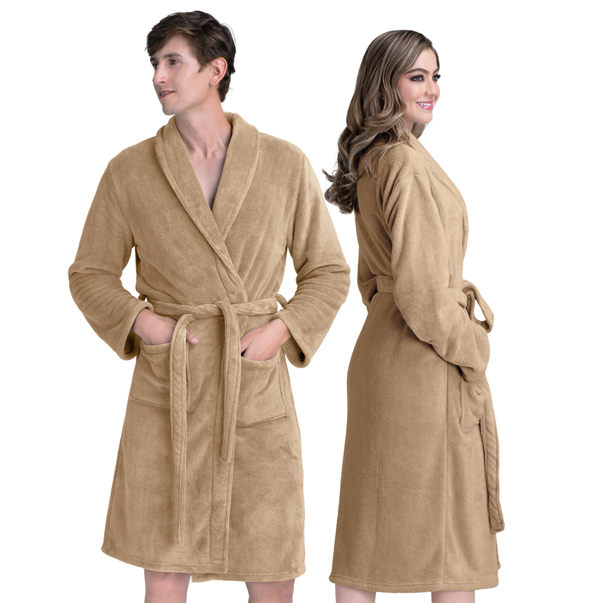 Foto 1 | Bata De Baño Unisex Unitalla Real Textil Khaki Absorbente