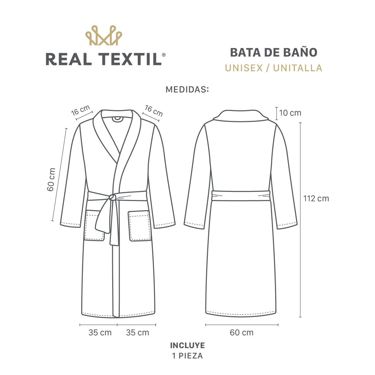 Foto 5 pulgar | Bata De Baño Unisex Unitalla Real Textil Khaki Absorbente