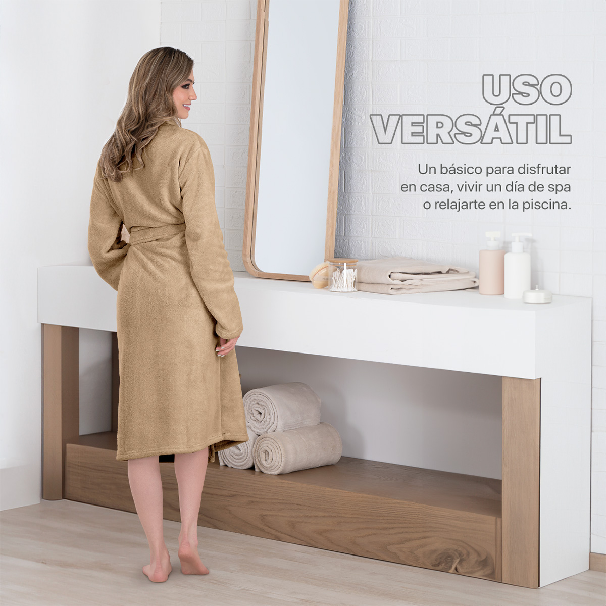 Foto 7 pulgar | Bata De Baño Unisex Unitalla Real Textil Khaki Absorbente
