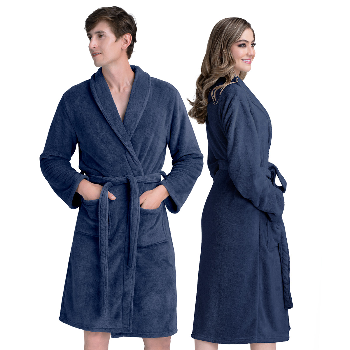 Foto 2 pulgar | Bata De Baño Unisex Unitalla Real Textil Azul Marino Absorbente