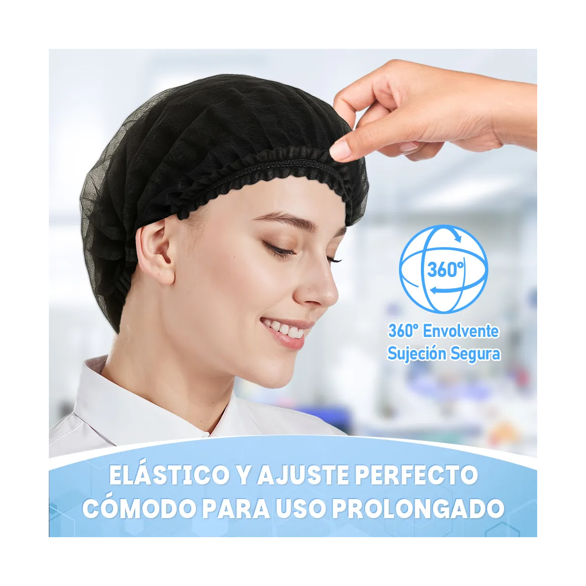 Foto 2 | 200 Piezas Gorra Plisada Gorra Plisada Desechable Eo Safe Imports  Esi-19405 Negro