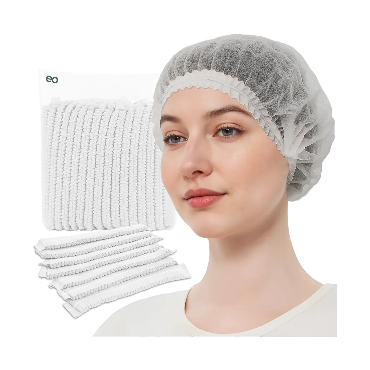 200 Piezas Gorra Plisada Gorra Plisada Desechable Eo Safe Imports Esi-19404 Blanco $489