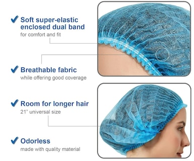 Foto 2 | Xtellar Gorro De Protección Plisado Desechable Extra Cómodo - Paquete De 200 Unidades