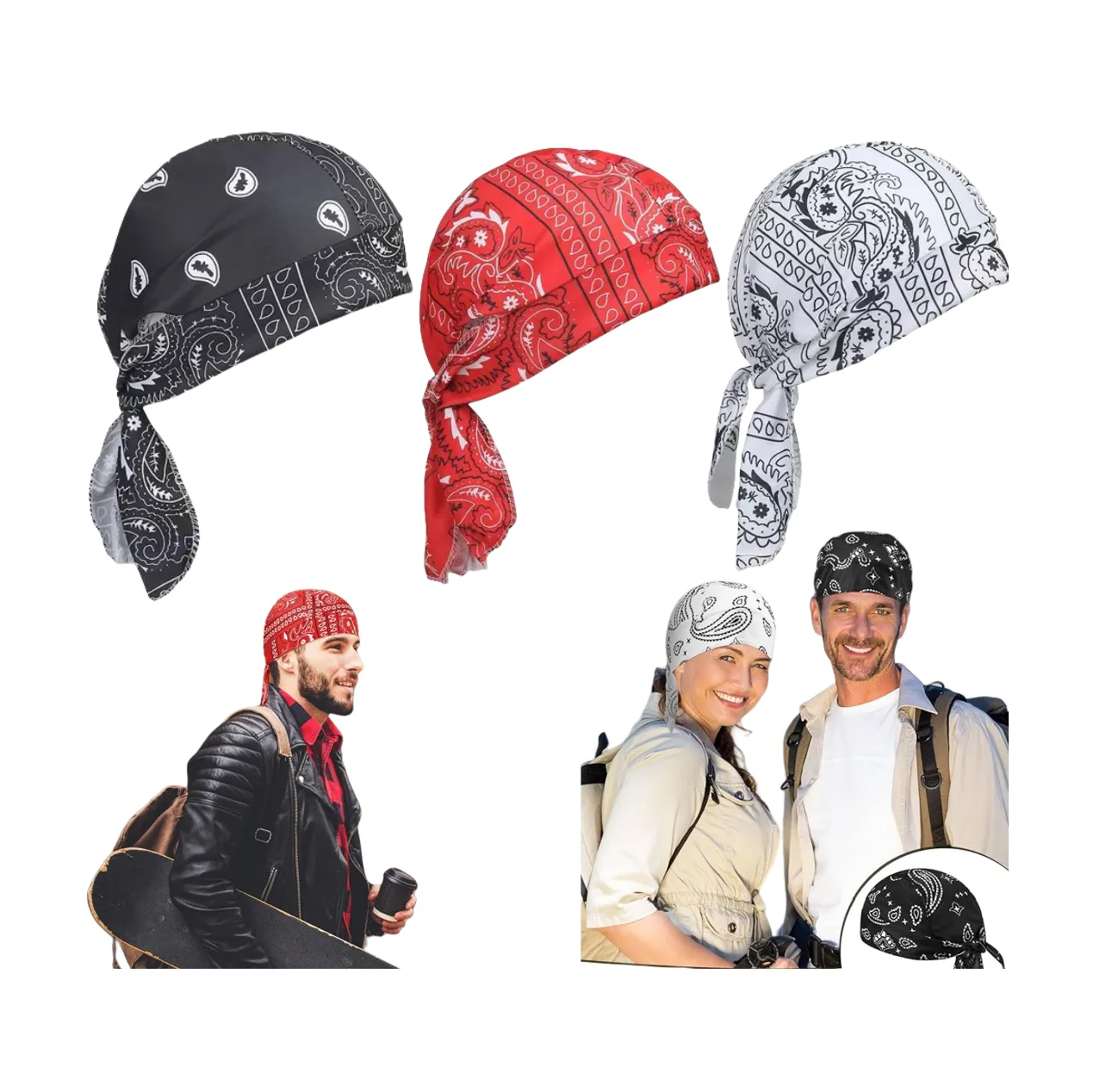 Foto 3 pulgar | 3 Piezas De Bufanda Gorro Bandana Unisex