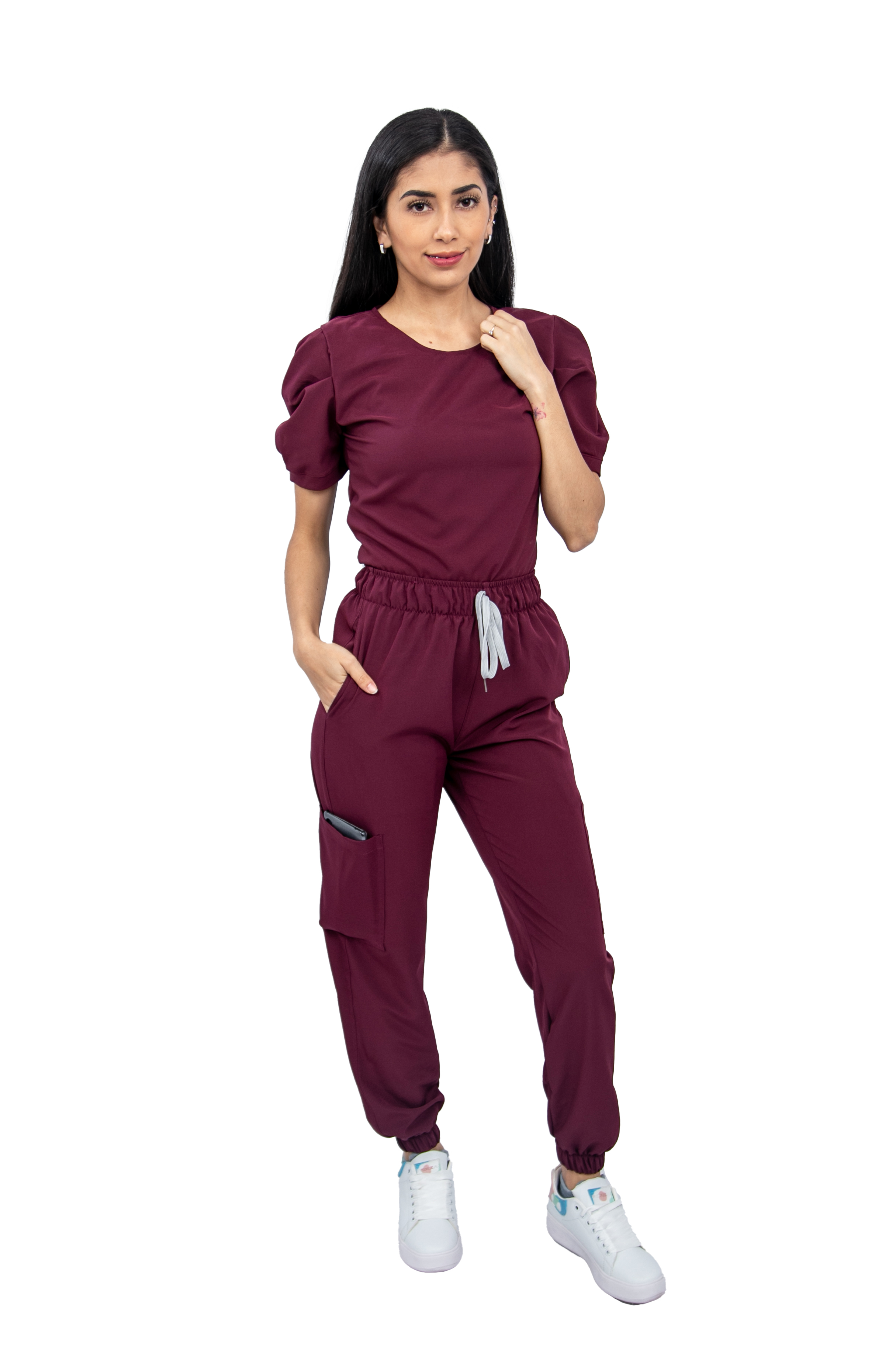 Foto 2 pulgar | Pijama Quirúrgica Jogger Stretch Antifluido Scrub Eliz Vino