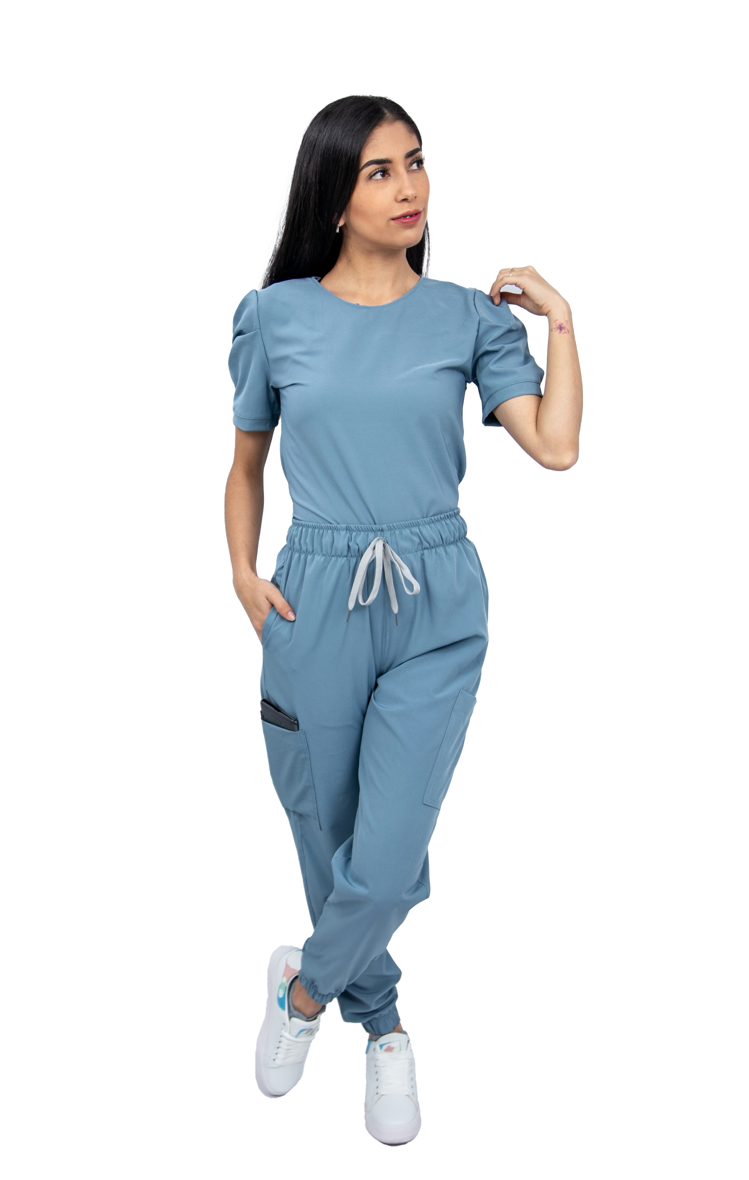 Foto 2 pulgar | Pijama Quirúrgica Mujer Jogger Stretch Antifluido Scrub Eliz Neblina