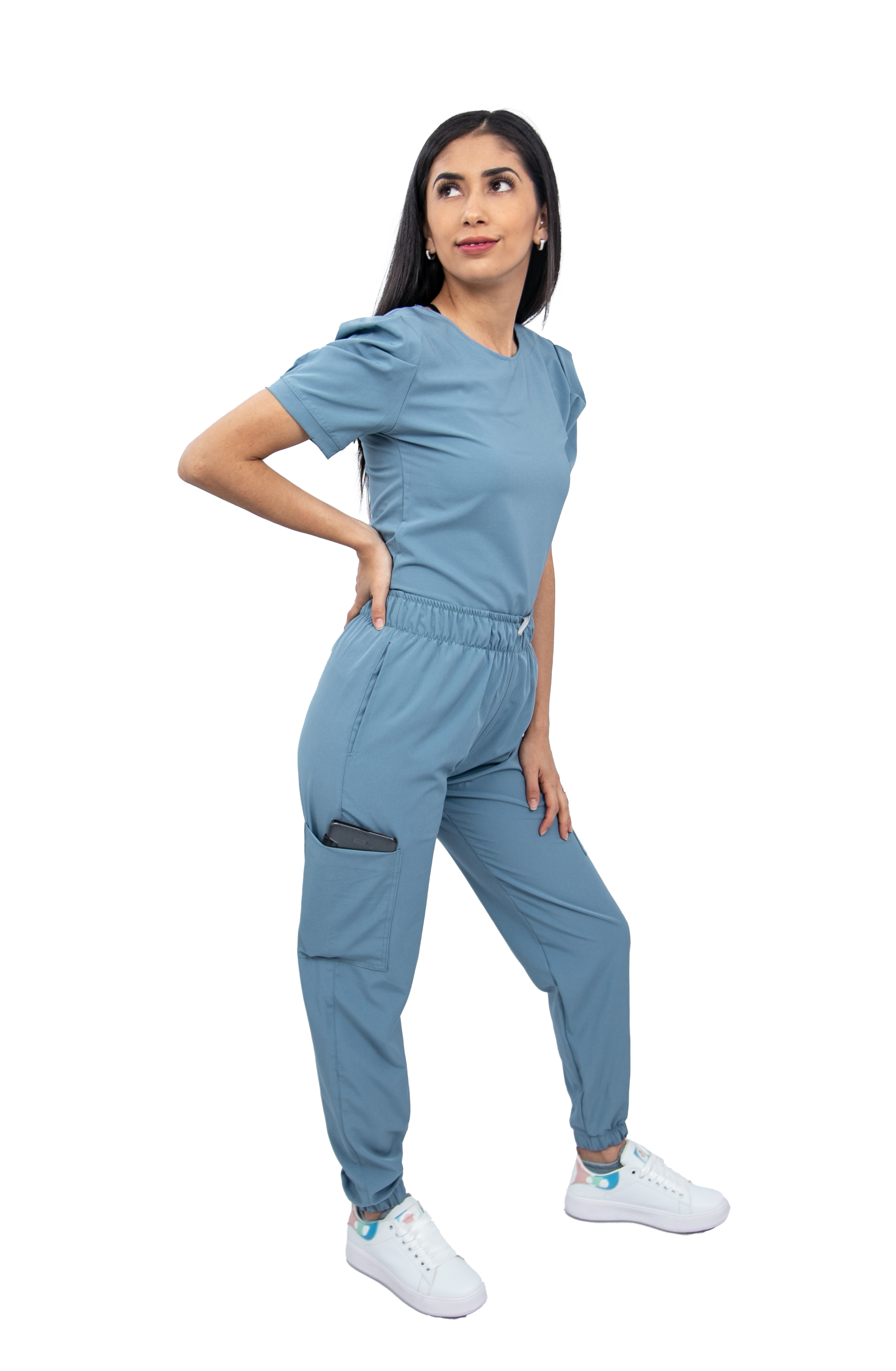 Foto 4 pulgar | Pijama Quirúrgica Mujer Jogger Stretch Antifluido Scrub Eliz Neblina